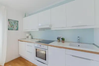Küche/Küchenzeile in der Unterkunft Ferienwohnung Stranddüne B 10