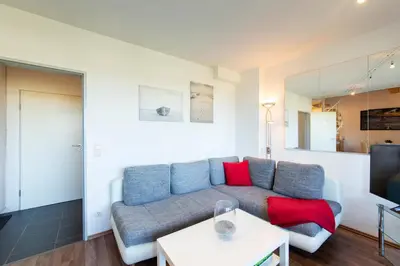 Ein Sitzbereich in der Unterkunft Ferienwohnung Residenz Barke App. 20