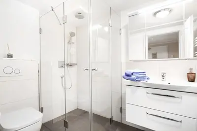 Ein Badezimmer in der Unterkunft Apartmenthaus Seehof