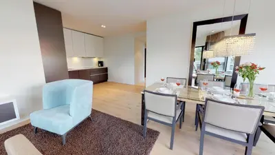 Ein Sitzbereich in der Unterkunft White Pearl Apartment 3.12