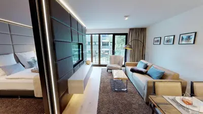 Ein Sitzbereich in der Unterkunft White Pearl Apartment 1.04