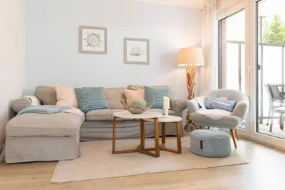 Ein Sitzbereich in der Unterkunft Ferienwohnung Seelounge 30
