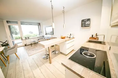 Ein Sitzbereich in der Unterkunft Ferienwohnung Kaiserblick