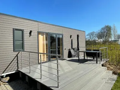 Ein Balkon oder eine Terrasse in der Unterkunft Beach Chalet- Sauna inklusive Kinder und Hunde Willkommen