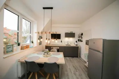 Küche/Küchenzeile in der Unterkunft Ferienwohnung Glückskind