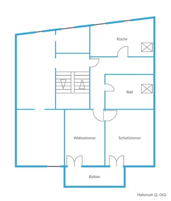 Grundriss der Unterkunft Ferienwohnung Hafennah Moba-Travel