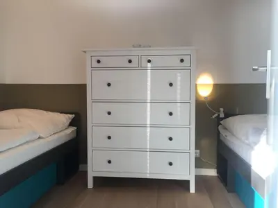 Ein Bett oder Betten in einem Zimmer der Unterkunft 50 Meter bis zum Strand - Lütje Loge