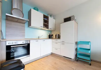 Küche/Küchenzeile in der Unterkunft Ferienwohnung Beau Rivage Seaside