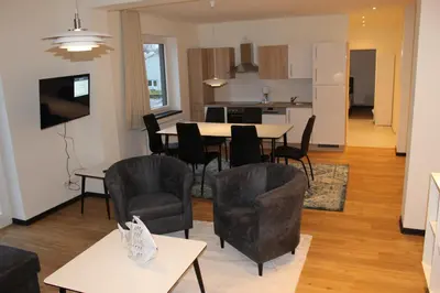 Küche/Küchenzeile in der Unterkunft Dünenhaus Wohnung 7