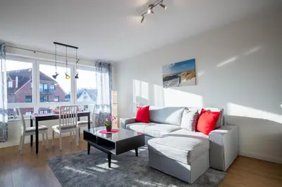 Ein Sitzbereich in der Unterkunft Ferienwohnung Abendsonne