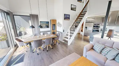 Küche/Küchenzeile in der Unterkunft Ocean House Penthousewohnung Wolke 7 mit Whirlpool