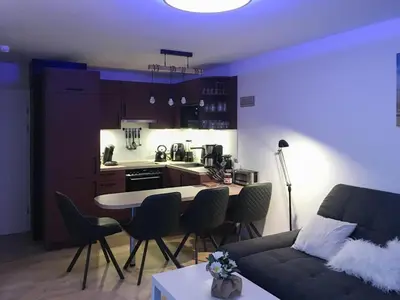 Küche/Küchenzeile in der Unterkunft Ferienwohnung Strandbude 11 -Timmendorfer Strand