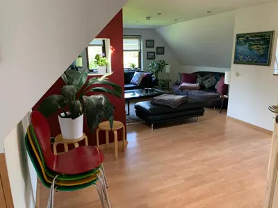 Ein Sitzbereich in der Unterkunft Ferienwohnung Wentorf Amt Sandesneben