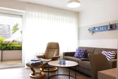 Ein Sitzbereich in der Unterkunft DKK1c Ferienwohnung Mole 1