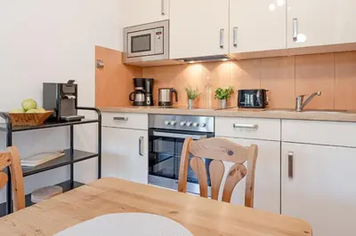 Küche/Küchenzeile in der Unterkunft Seepark Wohnung 21