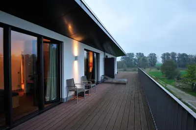Ein Balkon oder eine Terrasse in der Unterkunft Schlossgut Gross Schwansee