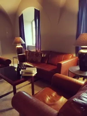 Ein Sitzbereich in der Unterkunft Schlossgut Gross Schwansee