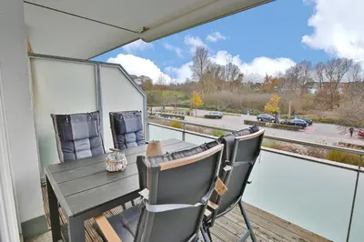 Ein Balkon oder eine Terrasse in der Unterkunft Strandglück Haus C Strandglück Appartement Strand 6