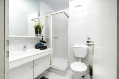 Ein Badezimmer in der Unterkunft Ferienanlage Bergstraße 62 Ferienhaus Bergstraße 62 Appartement 8 Meeres Brise