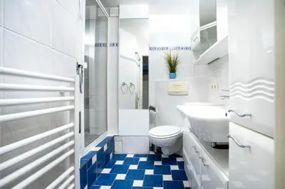 Ein Badezimmer in der Unterkunft Ferienhaus Bergstraße 62 Appartement Heimathafen