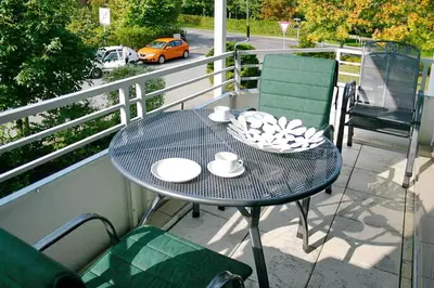 Ein Balkon oder eine Terrasse in der Unterkunft Ferienanlage Bergstraße 62 Ferienhaus Bergstraße 62 Appartement 9