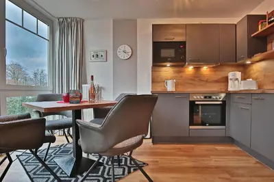 Küche/Küchenzeile in der Unterkunft Bädervilla am Höppnerweg Bädervilla am Höppnerweg Appartement 06