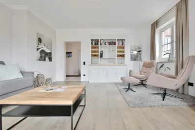 Ein Sitzbereich in der Unterkunft Am Elchgrund Eastcoast-Appartement 4