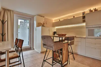 Küche/Küchenzeile in der Unterkunft Ferienbungalow Erlenweg 20 Erlenweg 20 Appartement 3 Niendorf Ostsee