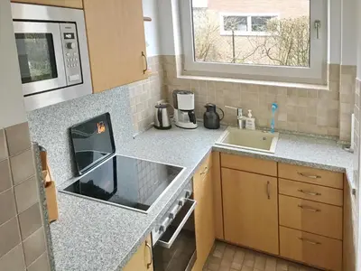 Küche/Küchenzeile in der Unterkunft Haus am Ahornweg 6 Haus am Ahornweg 6 Appartement Stressless