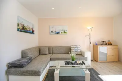 Ein Sitzbereich in der Unterkunft Ferienhaus Brandt Ferienhaus Brandt Appartement 3 Möwenkieker