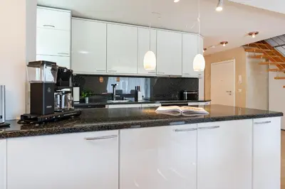 Küche/Küchenzeile in der Unterkunft Haus am Seehof Seemöwe Appartement 4