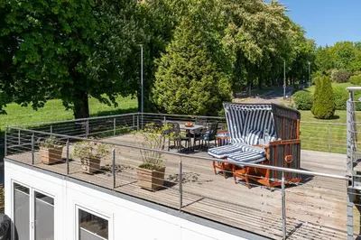 Ein Balkon oder eine Terrasse in der Unterkunft Haus am Seehof Seemöwe Appartement 4