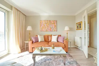 Ein Sitzbereich in der Unterkunft Strandschlößchen Strandschlösschen Appartement 28