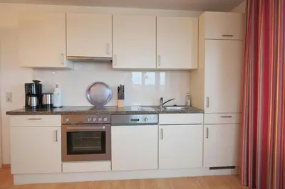 Küche/Küchenzeile in der Unterkunft Strandschlößchen Strandschlösschen Appartement 9