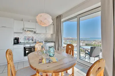 Küche/Küchenzeile in der Unterkunft Strandschlößchen Strandschlösschen Appartement 5