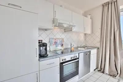 Küche/Küchenzeile in der Unterkunft Strandschlößchen Strandschlösschen Appartement 5
