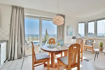 Ein Sitzbereich in der Unterkunft Strandschlößchen Strandschlösschen Appartement 5