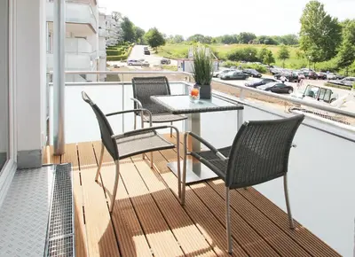 Ein Balkon oder eine Terrasse in der Unterkunft Strandglück Haus B Strandglück Appartement 9B