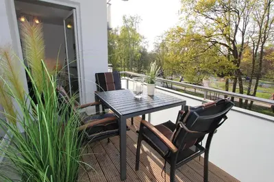 Ein Balkon oder eine Terrasse in der Unterkunft Strandglück Haus A Strandglück Appartement 13A
