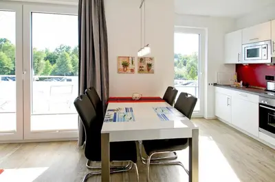 Küche/Küchenzeile in der Unterkunft Strandglück Haus B Strandglück Appartement 8B