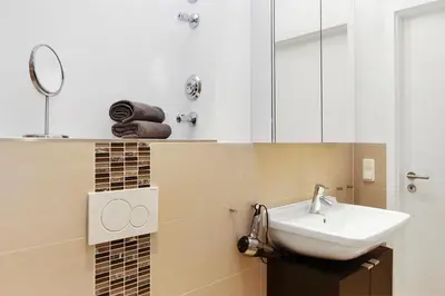 Ein Badezimmer in der Unterkunft Strandglück Haus C Strandglück Appartement 17C