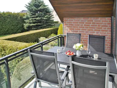 Ein Balkon oder eine Terrasse in der Unterkunft Doppelhaushälfte Am Knurrhahn Am Knurrhahn Appartement 2