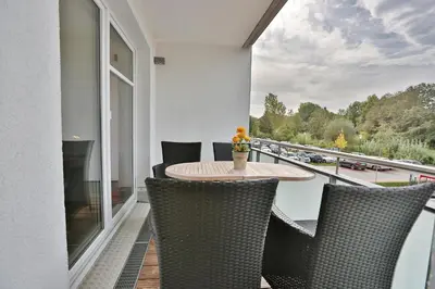 Ein Balkon oder eine Terrasse in der Unterkunft Strandglück Haus A Strandglück Appartement 5A