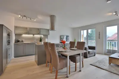 Küche/Küchenzeile in der Unterkunft Haus Meeresbrise Haus Meeresbrise Appartement 7
