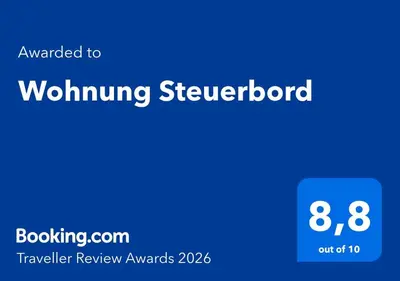 Ein Zertifikat, Auszeichnung, Logo oder anderes Dokument, das in der Unterkunft Wohnung Steuerbord ausgestellt ist