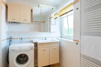 Küche/Küchenzeile in der Unterkunft Strand Domizil Wohnung 12