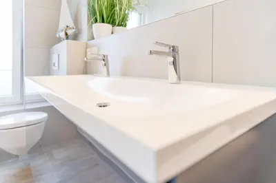 Ein Badezimmer in der Unterkunft Strandallee 100 Strandschönheit