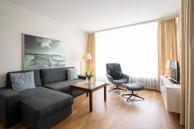 Ein Sitzbereich in der Unterkunft Haus Meeresstrand Buddelschiff