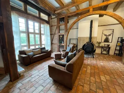 Ein Sitzbereich in der Unterkunft Idyllische Ferienwohnung auf dem Land