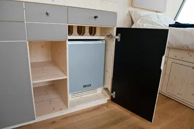 Küche/Küchenzeile in der Unterkunft Sleep Space 3 - Salemer See
